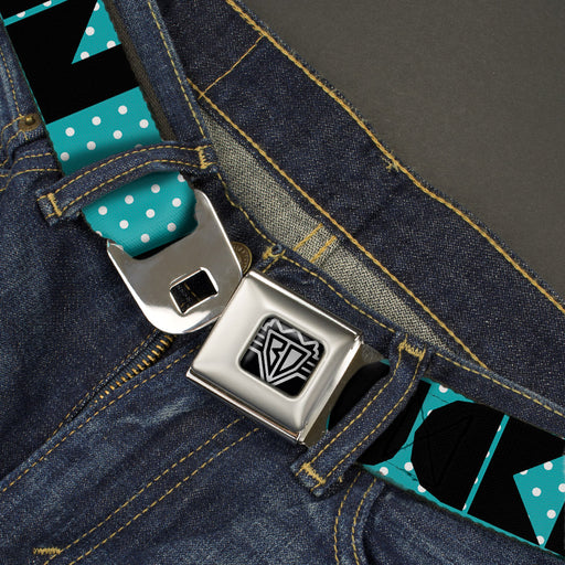 BD Wings Logo CLOSE-UP Full Color Black Silver Seatbelt Belt - BUCKLE-DOWN Shapes Dot Turquoise/White/Black Webbing Seatbelt Belts Buckle-Down   