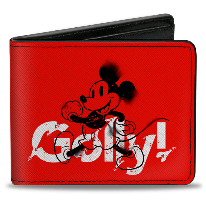 Bi-Fold Wallet - Mickey Mouse Walking Pose + MICKEY 1928 Logo Fade Red Black White Bi-Fold Wallets Disney   