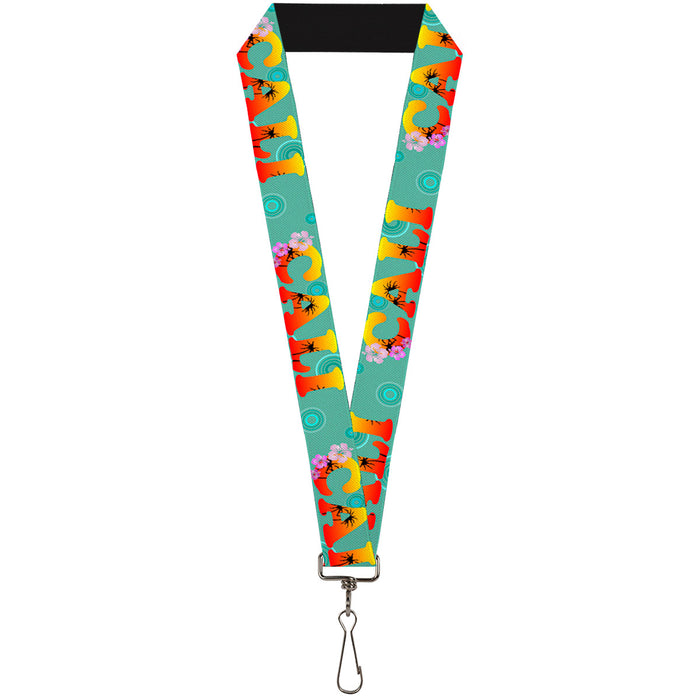 Lanyard - 1.0" - CALI Tropical Aqua Multi Color Lanyards Buckle-Down   