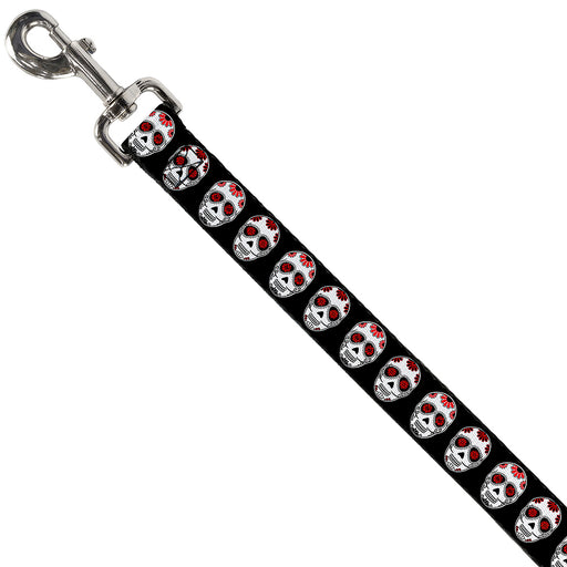 Dog Leash - Sugar Skulls Black/White/Red Dog Leashes Buckle-Down   