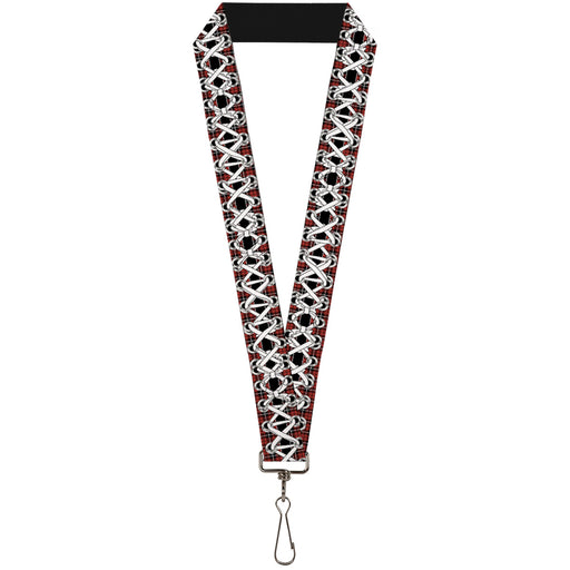 Lanyard - 1.0" - Corset Lace Up Red Plaid Black Lanyards Buckle-Down   