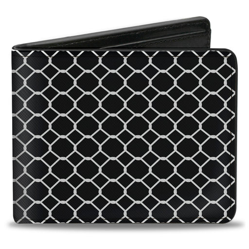 Bi-Fold Wallet - Fishnet Stocking Black White Bi-Fold Wallets Buckle-Down   