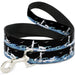 Dog Leash - SUP w/Dog Black/Blues/White Dog Leashes Buckle-Down   