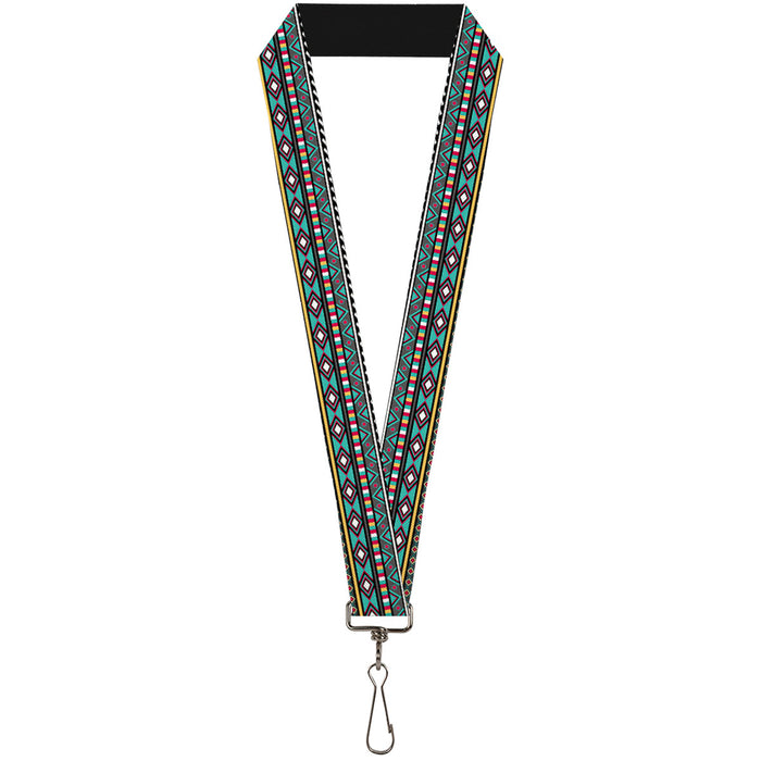 Lanyard - 1.0" - Geometric5 Gray Teal White Pink Yellow Lanyards Buckle-Down   