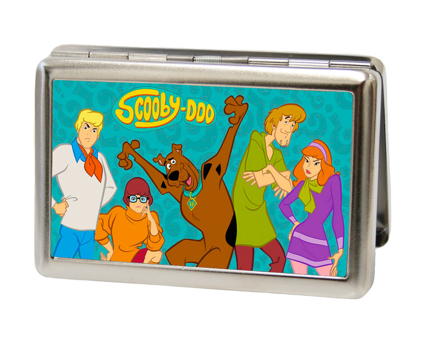 Business Card Holder - LARGE - SCOOBY-DOO Group Pose "?" FCG Turquoise Metal ID Cases Scooby Doo   