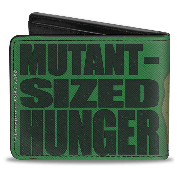Bi-Fold Wallet - Classic TMNT Ninja Turtles Pizza Party + MUTANT SIZED HUNGER Green Black Bi-Fold Wallets Nickelodeon   