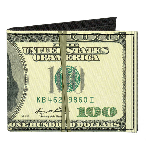 Canvas Bi-Fold Wallet - 100 Dollar Bill Series 2006 w Rubberband Canvas Bi-Fold Wallets Buckle-Down   