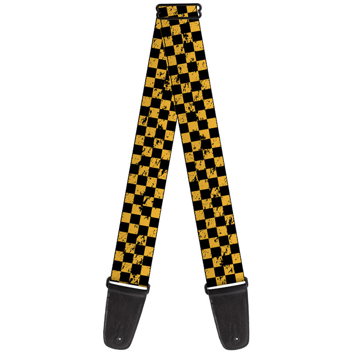 Guitar Strap - Checker Weathered Black Yellow Guitar Straps Buckle-Down   
