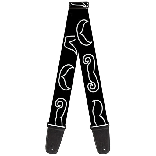 Guitar Strap - Mustache Outlines Black White Guitar Straps Buckle-Down   