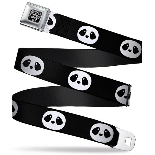 BD Wings Logo CLOSE-UP Full Color Black Silver Seatbelt Belt - Panda Face Black/White Webbing Seatbelt Belts Buckle-Down   