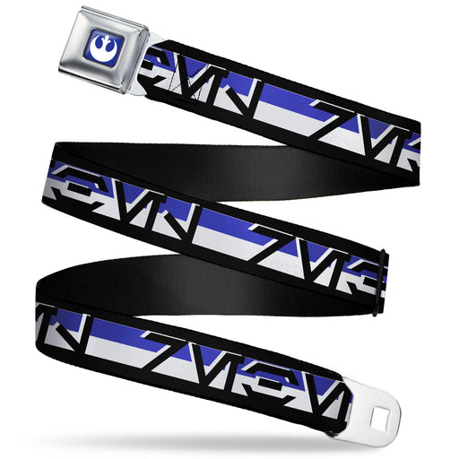 Star Wars Rebel Alliance Insignia Full Color Black/White Seatbelt Belt - Star Wars Aurebesh REBEL Stripe Black/Blue/White Webbing Seatbelt Belts Star Wars   