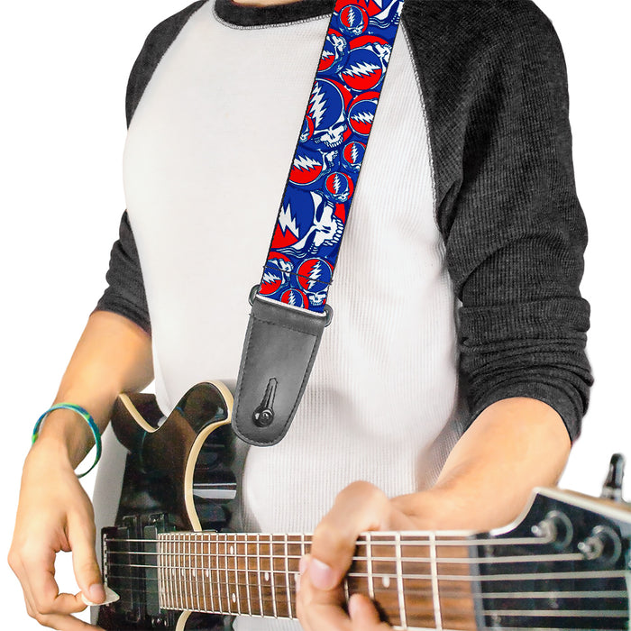 Guitar Strap - Steal Your Face Stacked Red White Blue Guitar Straps Grateful Dead   