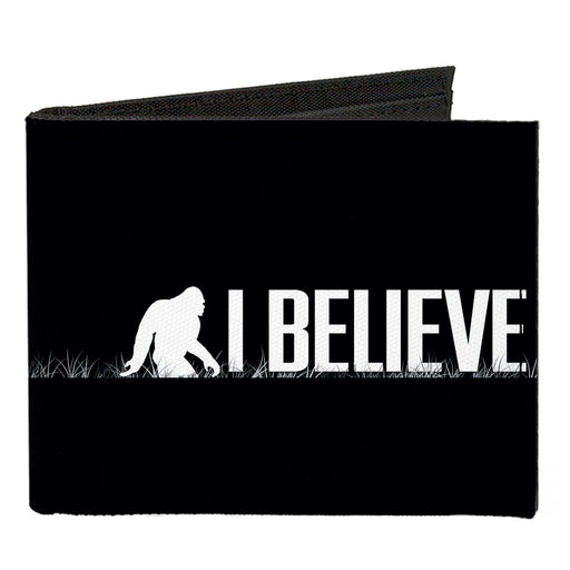 Canvas Bi-Fold Wallet - Bigfoot Silhouette I BELIEVE Black Gray White Canvas Bi-Fold Wallets Buckle-Down   