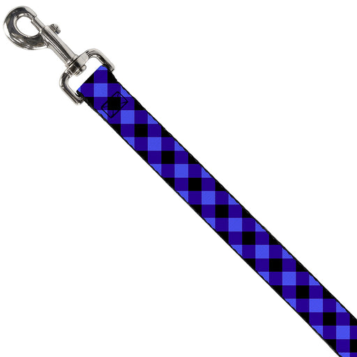 Dog Leash - Diagonal Buffalo Plaid Black/Blue Dog Leashes Buckle-Down   