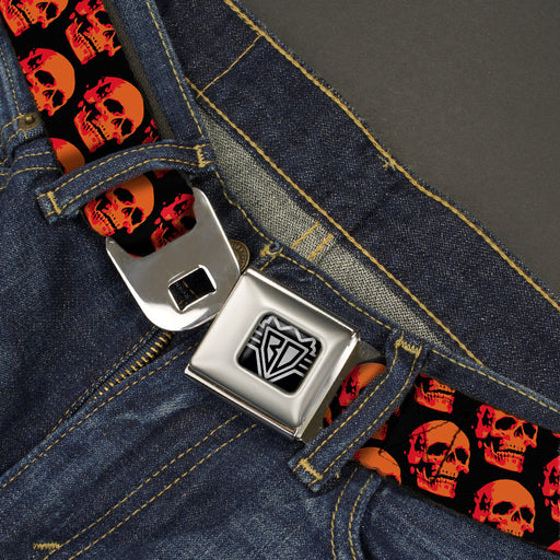 BD Wings Logo CLOSE-UP Full Color Black Silver Seatbelt Belt - 3-D Skulls Repeat Black/Reds Webbing Seatbelt Belts Buckle-Down   