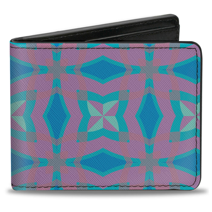 Bi-Fold Wallet - Floral Kaleidoscope Blues Pinks Bi-Fold Wallets Buckle-Down   