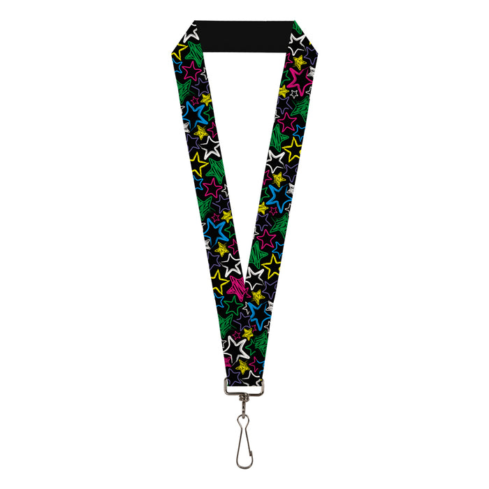 Lanyard - 1.0" - Sketch Stars Black Multi Color Lanyards Buckle-Down   