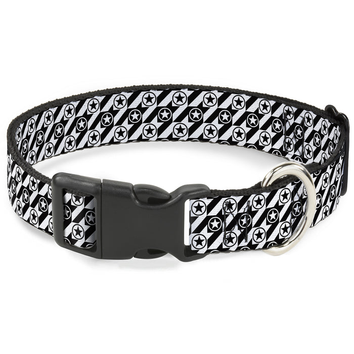 Plastic Clip Collar - Houndstooth Star Black/White Plastic Clip Collars Buckle-Down   