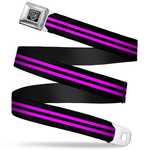 BD Wings Logo CLOSE-UP Full Color Black Silver Seatbelt Belt - Stripe Black/Pink Webbing Seatbelt Belts Buckle-Down   