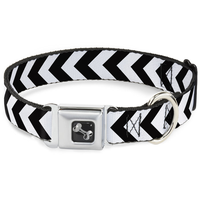 Dog Bone Seatbelt Buckle Collar - Chevron2 White/Black Seatbelt Buckle Collars Buckle-Down   