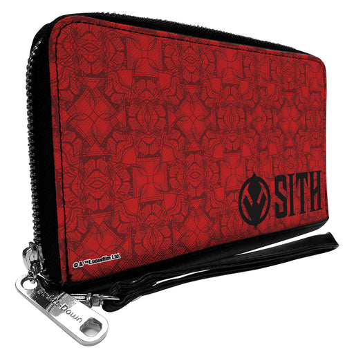 Women's PU Zip Around Wallet Rectangle - Sith Trooper SITH Icon Collage Reds Black Clutch Zip Around Wallets Star Wars   