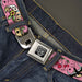 BD Wings Logo CLOSE-UP Full Color Black Silver Seatbelt Belt - Lucky Pink Webbing Seatbelt Belts Buckle-Down   