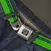 BD Wings Logo CLOSE-UP Full Color Black Silver Seatbelt Belt - Racing Stripe Bright Green/Navy Webbing Seatbelt Belts Buckle-Down   