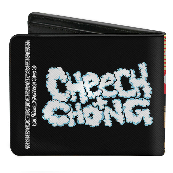 Bi-Fold Wallet - Cheech & Chong on Couch Cartoon + Smoke Cloud Logo Black Blue White Bi-Fold Wallets Cheech & Chong   