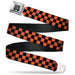 BD Wings Logo CLOSE-UP Full Color Black Silver Seatbelt Belt - Checker Black/Orange Webbing Seatbelt Belts Buckle-Down   