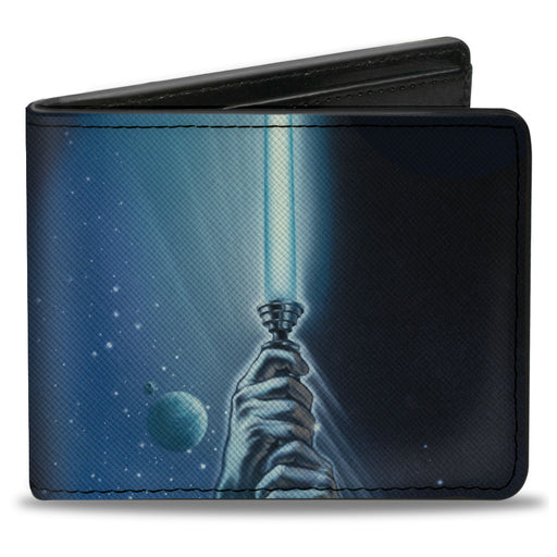 Bi-Fold Wallet - Star Wars Luke Holding Lightsaber + Character Collage Blues Bi-Fold Wallets Star Wars   
