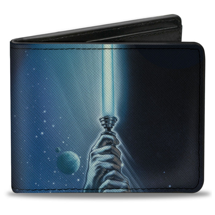 Bi-Fold Wallet - Star Wars Luke Holding Lightsaber + Character Collage Blues Bi-Fold Wallets Star Wars   