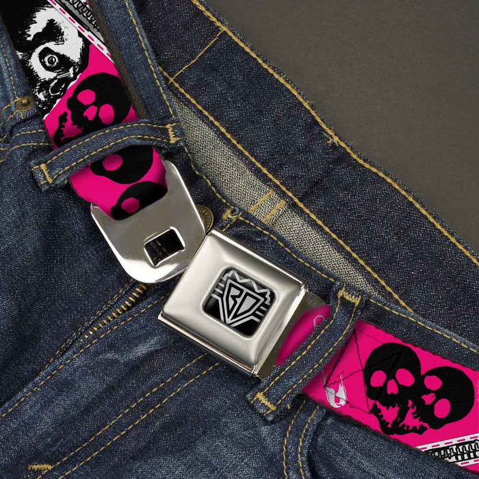 BD Wings Logo CLOSE-UP Full Color Black Silver Seatbelt Belt - Punk Princess w/Zippers & Skulls Webbing Seatbelt Belts Buckle-Down   