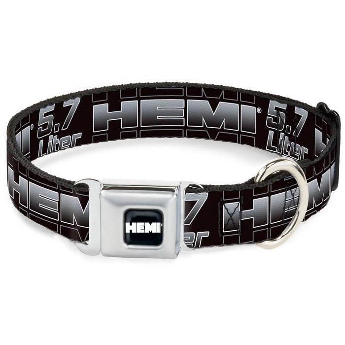 HEMI Bold Full Color Black White Seatbelt Buckle Collar - HEMI 5.7 LITER Black/White/Silver-Fade Seatbelt Buckle Collars Hemi   