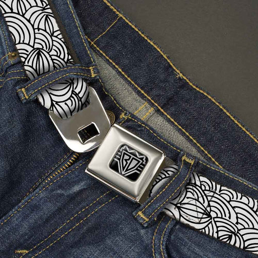 BD Wings Logo CLOSE-UP Full Color Black Silver Seatbelt Belt - Doodle1 White/Black Webbing Seatbelt Belts Buckle-Down   