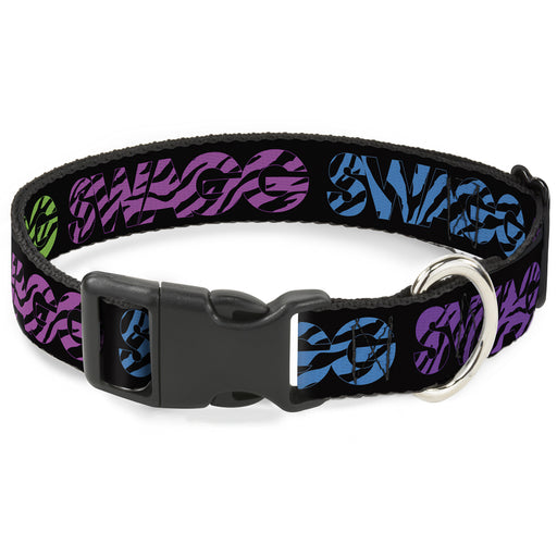 Plastic Clip Collar - SWAGG Black/Zebra Multi Neon Plastic Clip Collars Buckle-Down   