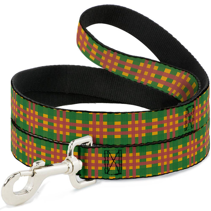 Dog Leash - Plaid Gold/Green/Pink Dog Leashes Buckle-Down   