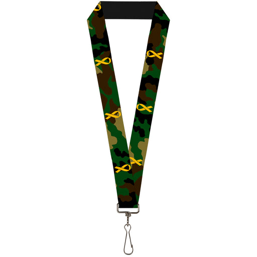Lanyard - 1.0" - Support Our Troops Camo Olive Yellow Ribbon Lanyards Buckle-Down   