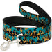 Dog Leash - Palm Tree Silhouette Leopard Brown/Turquoise Dog Leashes Buckle-Down   