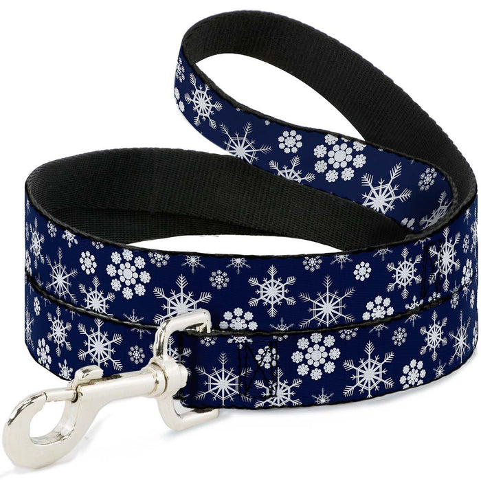 Dog Leash - Snowflakes Blue/White Dog Leashes Buckle-Down   