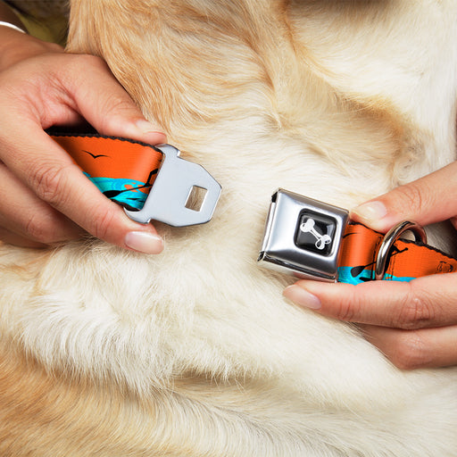 Dog Bone Seatbelt Buckle Collar - SUP w/Dog Neon Orange/Blues/Black Seatbelt Buckle Collars Buckle-Down   