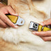 Dog Bone Seatbelt Buckle Collar - Hash Mark Stripe Yellow/Red Seatbelt Buckle Collars Buckle-Down   