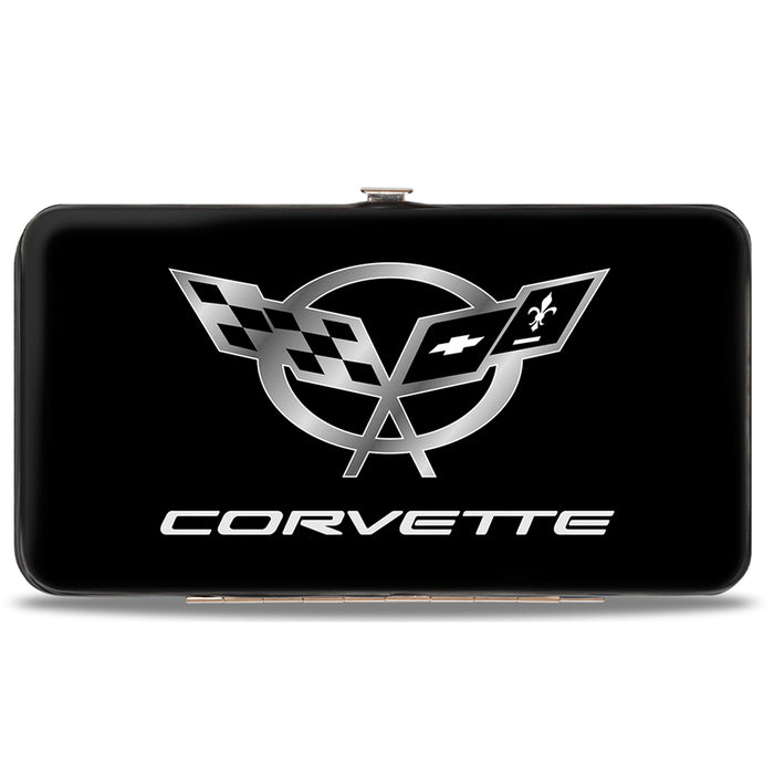 Hinged Wallet - Corvette Black Silver Hinged Wallets GM General Motors   