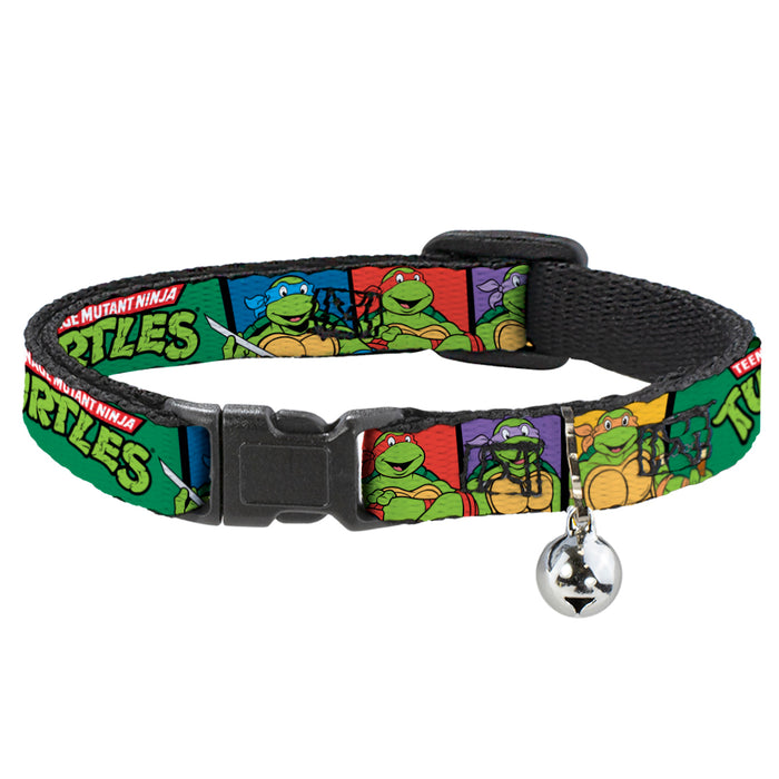 Cat Collar Breakaway with Bell - Classic TMNT Group Pose3 TMNT Logo Green Multi Color Breakaway Cat Collars Nickelodeon   