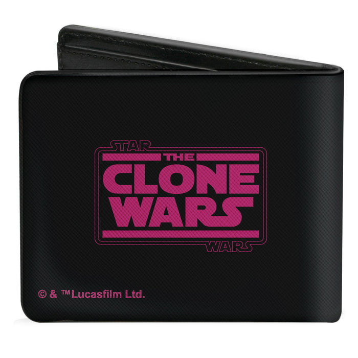 Bi-Fold Wallet - Star Wars The Clone Wars AHSOKA Pose + Logo Black Pink Bi-Fold Wallets Star Wars   