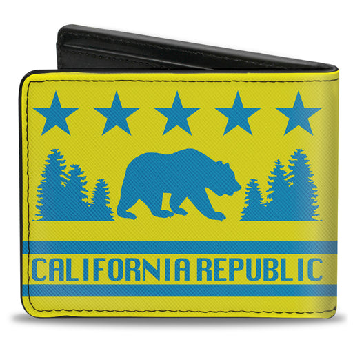 Bi-Fold Wallet - CALIFORNIA REPUBLIC Bear Stars Silhouette Yellow Blue Bi-Fold Wallets Buckle-Down   