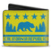Bi-Fold Wallet - CALIFORNIA REPUBLIC Bear Stars Silhouette Yellow Blue Bi-Fold Wallets Buckle-Down   