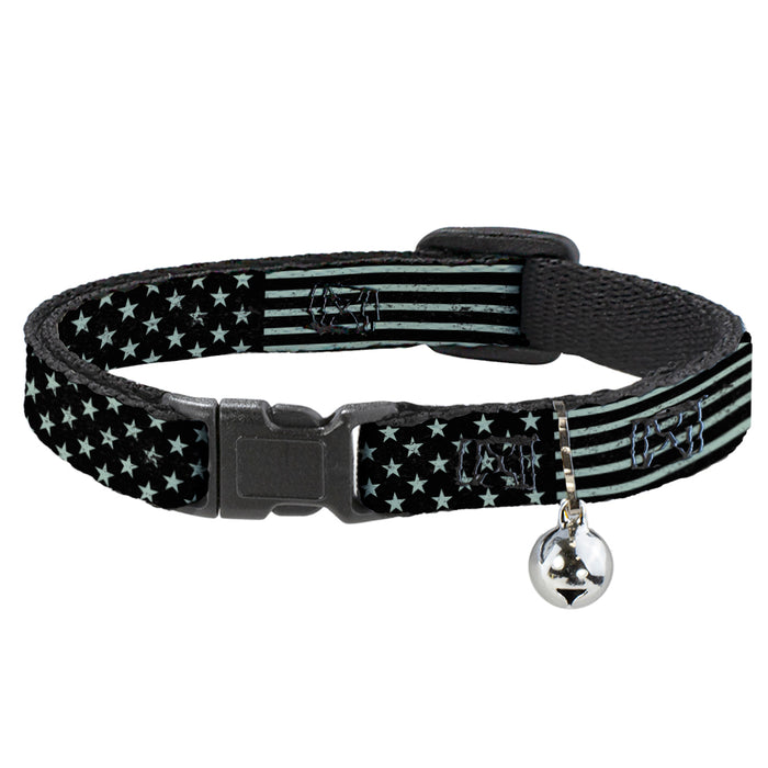 Cat Collar Breakaway - Americana Stars & Stripes2 Weathered Black Gray Breakaway Cat Collars Buckle-Down   