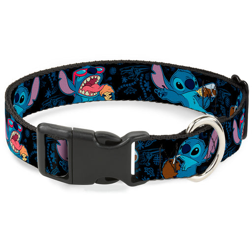 Plastic Clip Collar - Stitch Snacking Poses Black/Blue Plastic Clip Collars Disney   