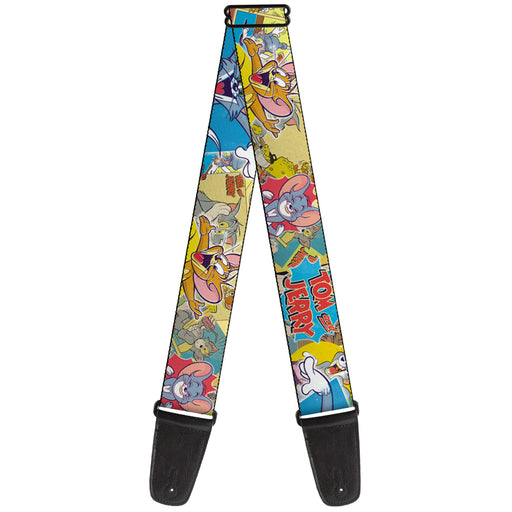 Guitar Strap - TOM & JERRY Faces Stacked Scene Panels Guitar Straps Tom and Jerry   