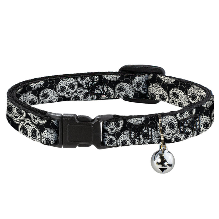 Cat Collar Breakaway - Panda Bear Sugar Skull Scattered Black White Breakaway Cat Collars Buckle-Down   